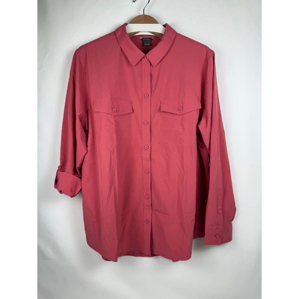 Women's Eddie Bauer Button-Up Shirt Pink Size XL